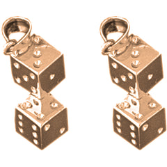 14K or 18K Gold 20mm Dice Earrings