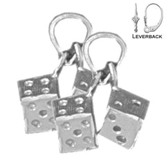 14 mm große Würfelohrringe aus Sterlingsilber (weiß- oder gelbvergoldet)