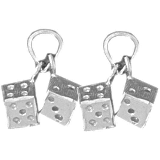Sterling Silver 14mm Dice Earrings