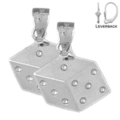 20 mm große Würfelohrringe aus Sterlingsilber (weiß- oder gelbvergoldet)