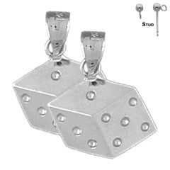 20 mm große Würfelohrringe aus Sterlingsilber (weiß- oder gelbvergoldet)