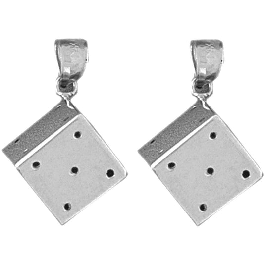 Sterling Silver 23mm Dice Earrings