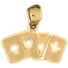 14K or 18K Gold Playing Cards Pendant
