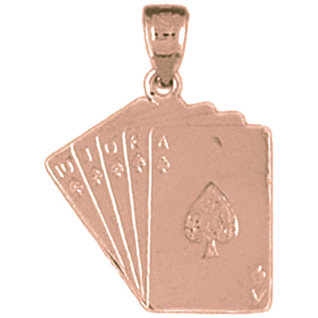 14K or 18K Gold Royal Flush of Spades Pendant