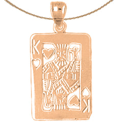 10K, 14K or 18K Gold King Of Hearts Playing Card Pendant