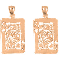 14K or 18K Gold 29mm King Of Hearts Playing Card Earrings