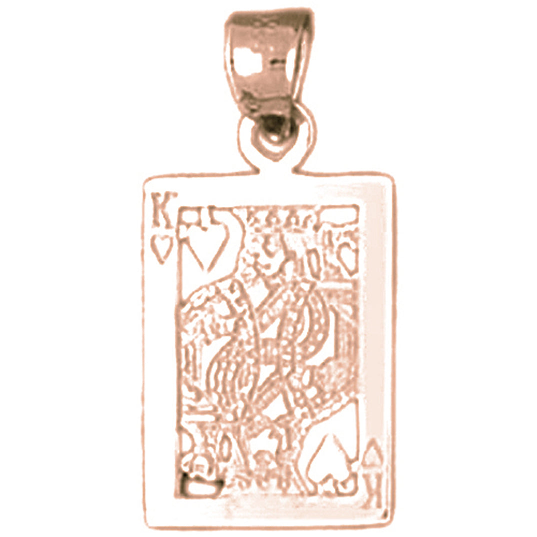 14K or 18K Gold Playing Cards, King Of Hearts Pendant