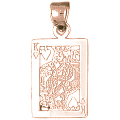 14K or 18K Gold Playing Cards, King Of Hearts Pendant