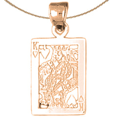 Naipes de oro de 14K o 18K, colgante Rey de Corazones