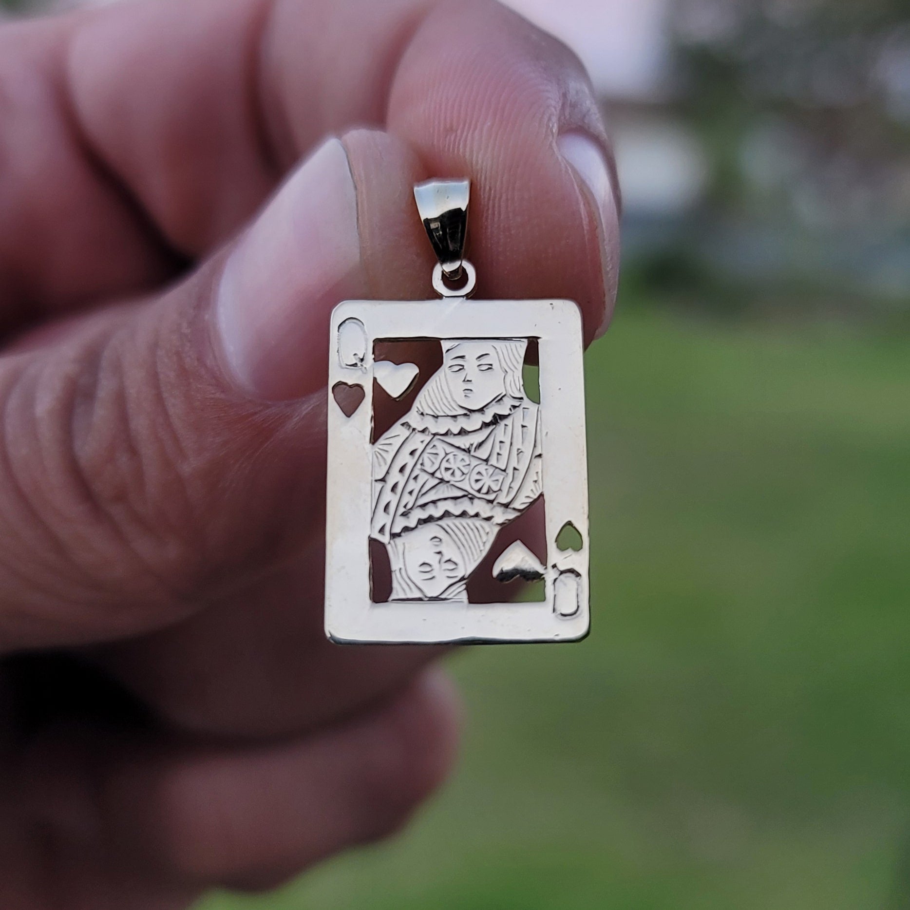 10K, 14K or 18K Gold Playing Cards, Queen Of Hearts Pendant