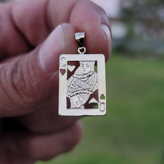 10K, 14K or 18K Gold Playing Cards, Queen Of Hearts Pendant