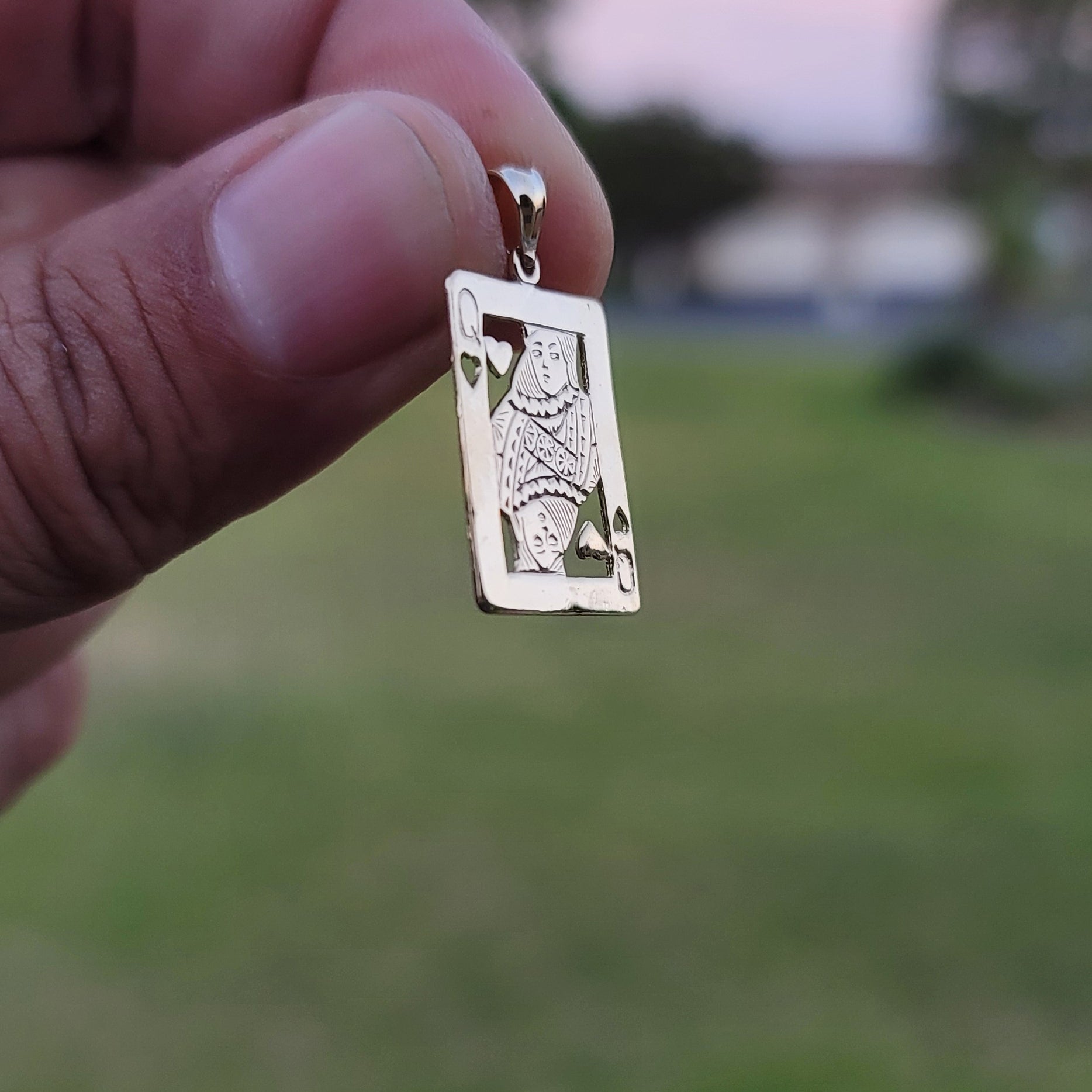 10K, 14K or 18K Gold Playing Cards, Queen Of Hearts Pendant