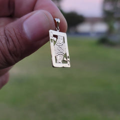 10K, 14K or 18K Gold Playing Cards, Queen Of Hearts Pendant
