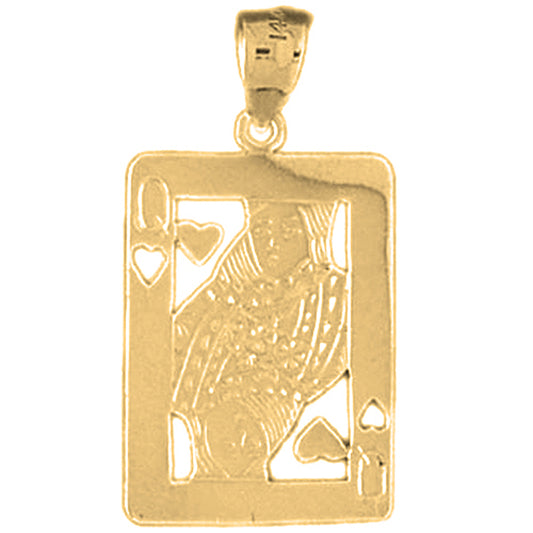 10K, 14K or 18K Gold Playing Cards, Queen Of Hearts Pendant