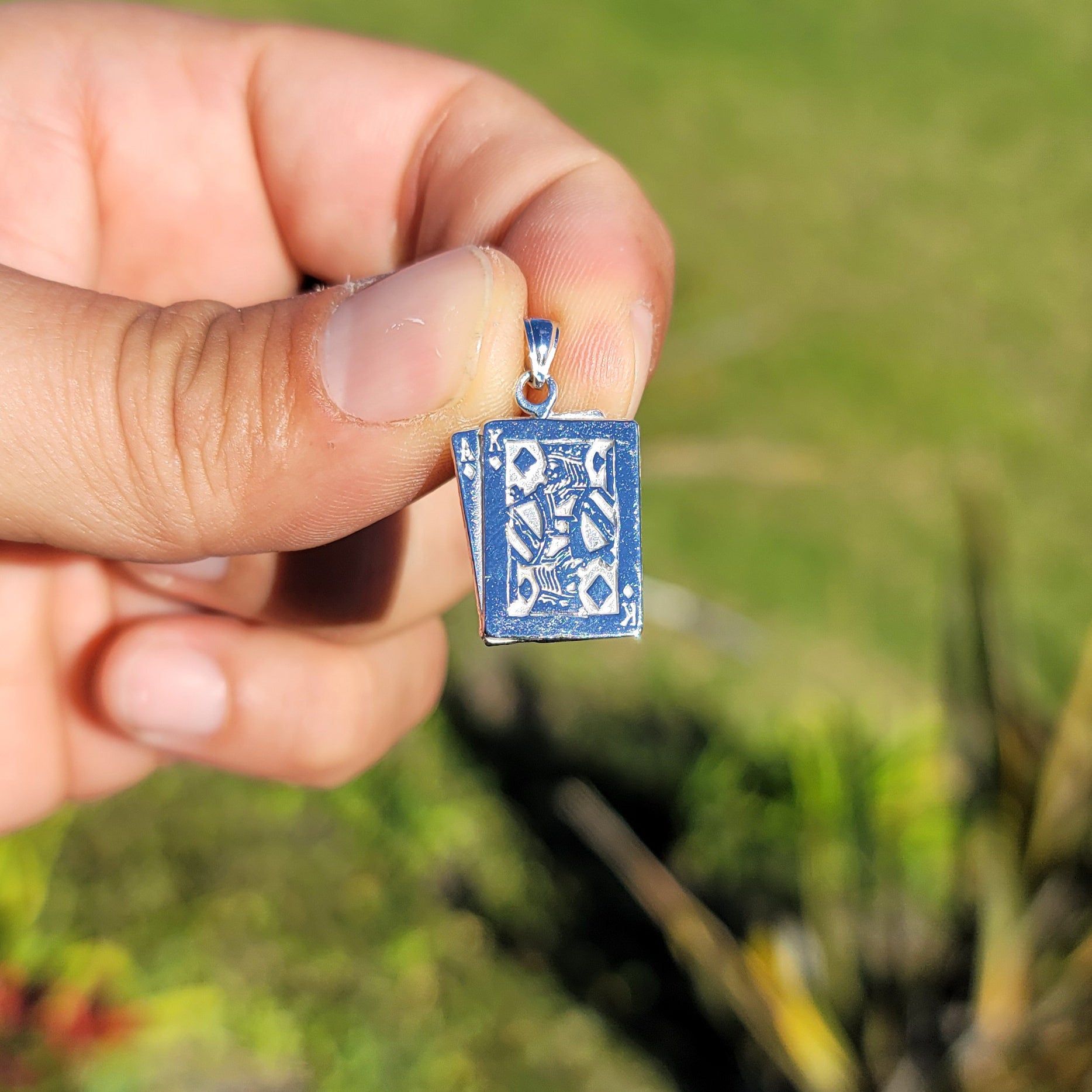 10K, 14K or 18K Gold Playing Cards, Ace And King of Diamonds Pendant