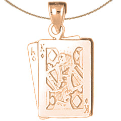 Colgante de naipes, as y rey de diamantes de oro de 10K, 14K o 18K