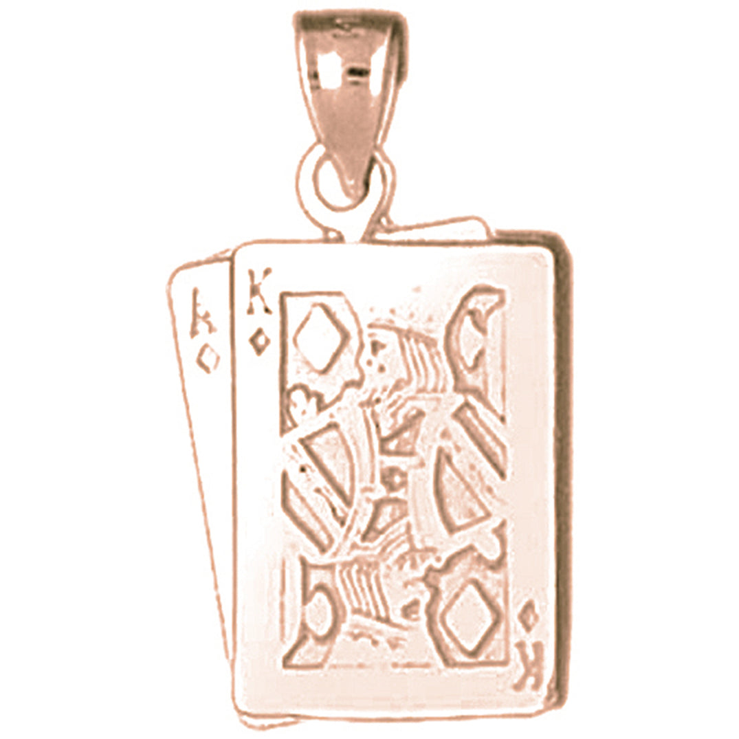 10K, 14K or 18K Gold Playing Cards, Ace And King of Diamonds Pendant