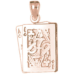 10K, 14K or 18K Gold Playing Cards, Ace And of Clubs King Pendant