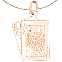 Spielkartenanhänger aus 14-karätigem oder 18-karätigem Gold mit Ass und Bube