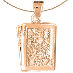 Spielkartenanhänger aus 10 Karat, 14 Karat oder 18 Karat Gold mit Ass und Bube