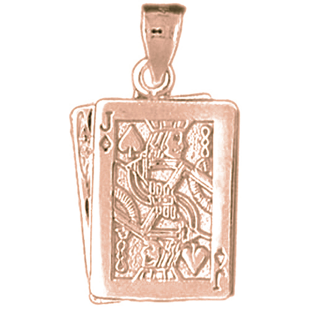 10K, 14K or 18K Gold Playing Cards, Ace And Jack Pendant