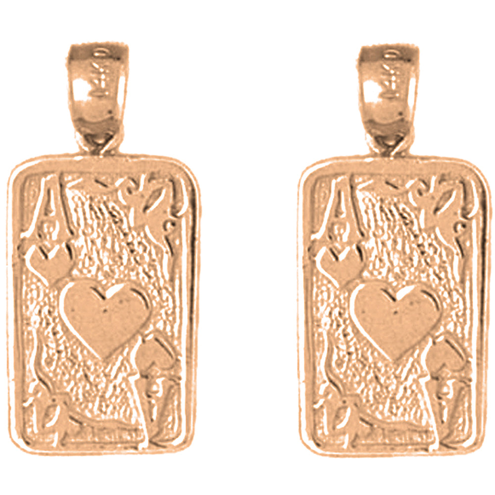 14K or 18K Gold 24mm Playing Cards, Ace Of Hearts Earrings