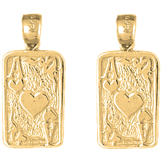 14K or 18K Gold 24mm Playing Cards, Ace Of Hearts Earrings