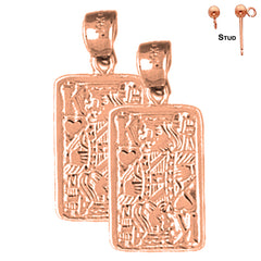 Naipes de oro de 14K o 18K de 24 mm, pendientes King Of Hearts