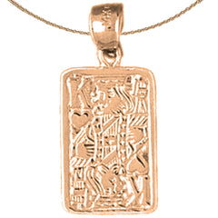 Naipes de oro de 14K o 18K, colgante Rey de Corazones