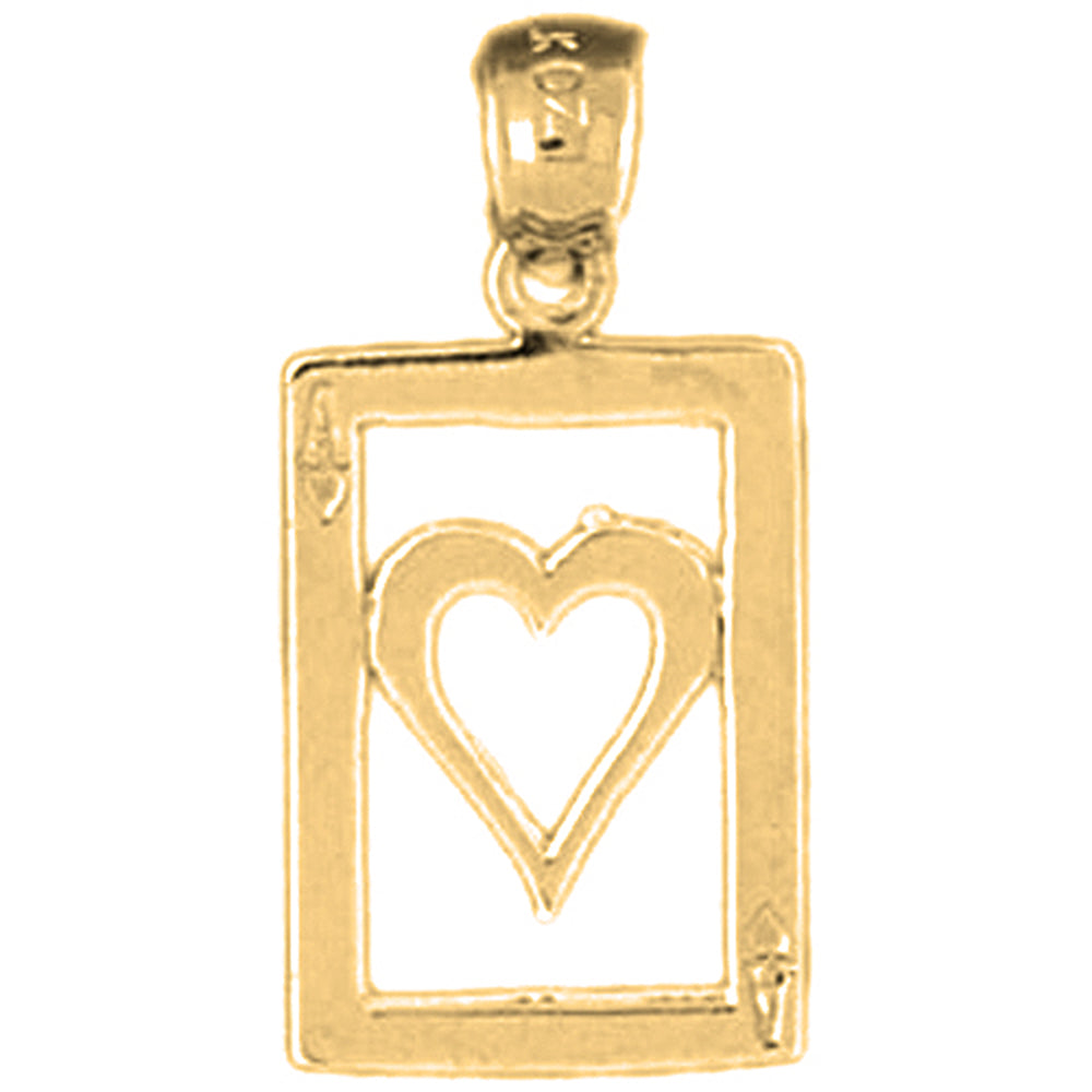 14K or 18K Gold Playing Cards, Ace Of Hearts Pendant