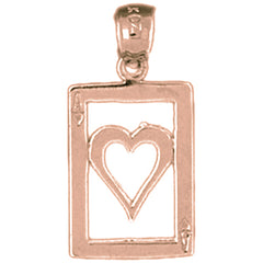 14K or 18K Gold Playing Cards, Ace Of Hearts Pendant