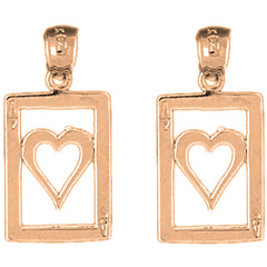 14K or 18K Gold 24mm Playing Cards, Ace Of Hearts Earrings