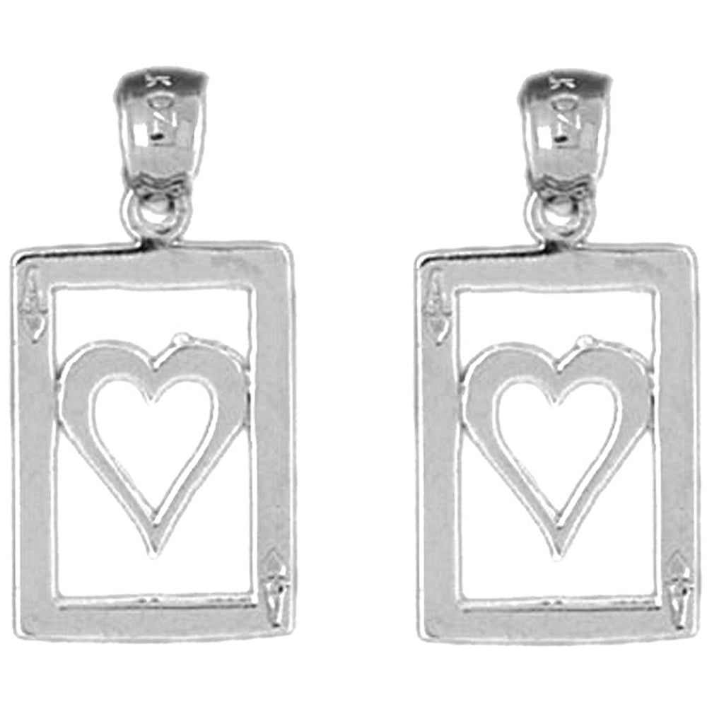 14K or 18K Gold 24mm Playing Cards, Ace Of Hearts Earrings