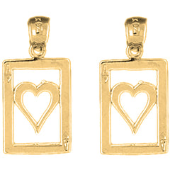 14K or 18K Gold 24mm Playing Cards, Ace Of Hearts Earrings