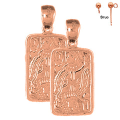 Naipes de oro de 14K o 18K de 24 mm, pendientes de reina de corazones