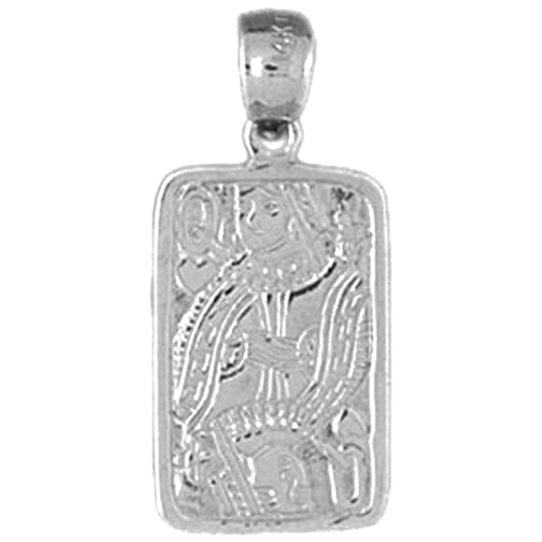 14K or 18K Gold Playing Cards, Queen Of Hearts Pendant