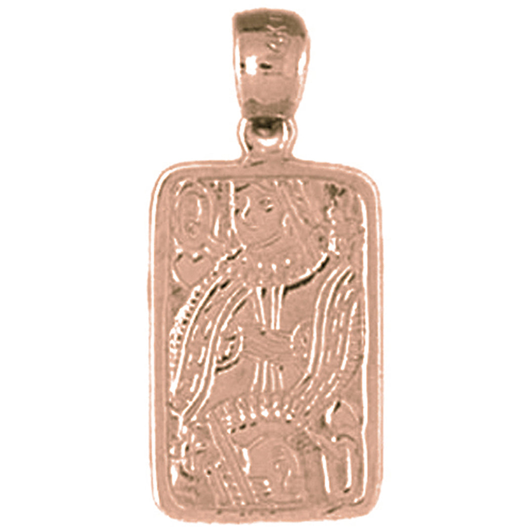 14K or 18K Gold Playing Cards, Queen Of Hearts Pendant