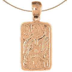 Naipes de oro de 14K o 18K, colgante Reina de Corazones