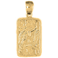 14K or 18K Gold Playing Cards, Queen Of Hearts Pendant