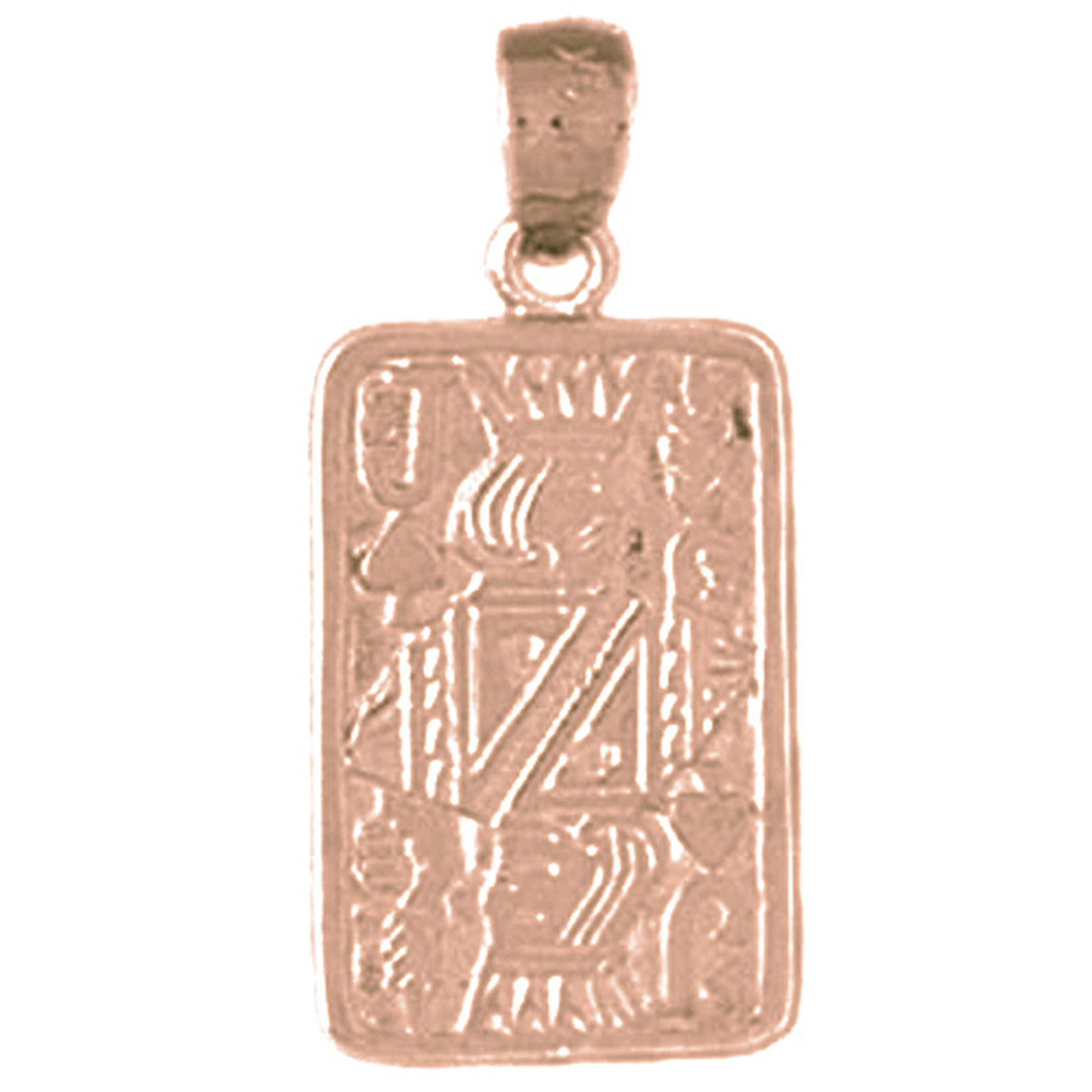 14K or 18K Gold Playing Cards, Queen Of Hearts Pendant
