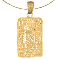 Naipes de oro de 14K o 18K, colgante Reina de Corazones