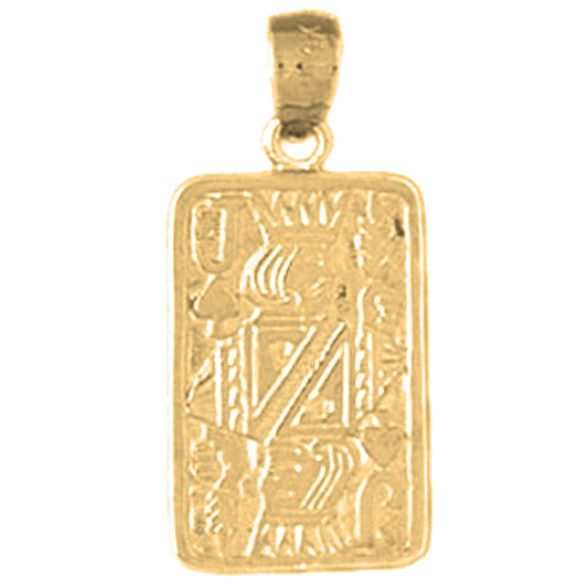 14K or 18K Gold Playing Cards, Queen Of Hearts Pendant