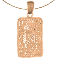 Naipes de oro de 14K o 18K, colgante Reina de Corazones
