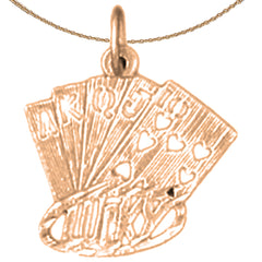 Naipes de oro de 14 quilates o 18 quilates, colgante Lucky Royal Flush