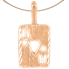 Naipes de oro de 14K o 18K, colgante As de corazones