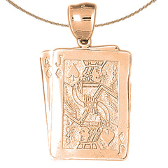 Naipes de oro de 10K, 14K o 18K, 21, colgante de as y jota