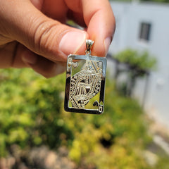 10K, 14K or 18K Gold Playing Cards, Queen Of Hearts Pendant