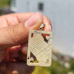 Naipes de oro de 10K, 14K o 18K, colgante Reina de Corazones