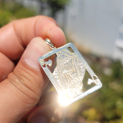 Naipes de oro de 10K, 14K o 18K, colgante Reina de Corazones