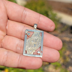 Naipes de oro de 10K, 14K o 18K, colgante Reina de Corazones